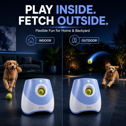 Automatic Ball Launcher for Dogs with 10 Balls, Rechargeable Fetch Machine - color: Blue