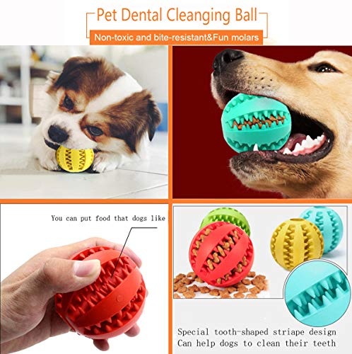 Sunglow 2 Pack Dog Toy Ball - Nontoxic Bite Resistant Teething Toys for Small/Medium/Large Dog and Puppy Cat, Dog Pet Food Treat Feeder Chew Tooth Cleaning Exercise Game IQ Training - color: Yellow/Blue, size: 2.36 in