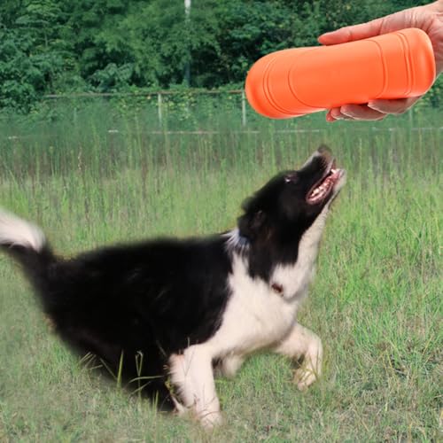 Durable Dog Flying Disc for Training 7-Inch Floating Interactive Pet Toy Soft Rubber Fetch Toy for Small and Medium Dogs (Orange)