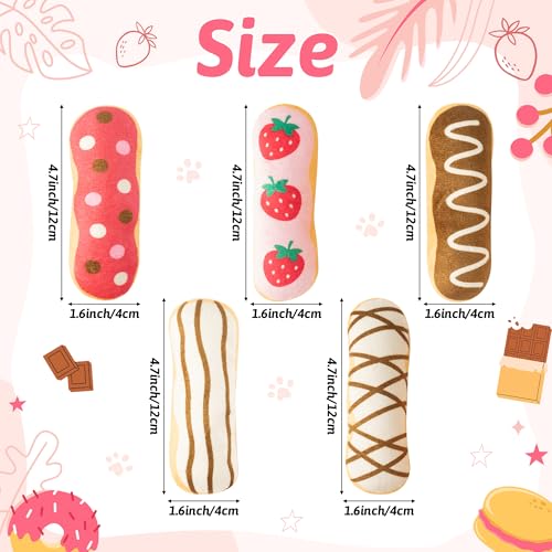 5Pcs Eclair Catnip Toys, Plush Interactive Cat Toy Set for Indoor Cats - style: Eclair