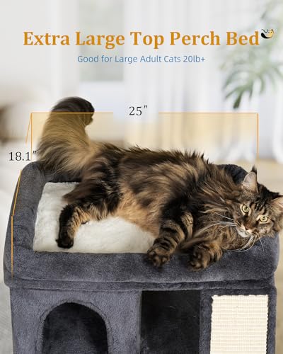 Aechonow XL Cat Tree Tower for Large Adult Cats 20 lbs+, 23x15.7 Perch Bed - color: XL—14''Dark Grey