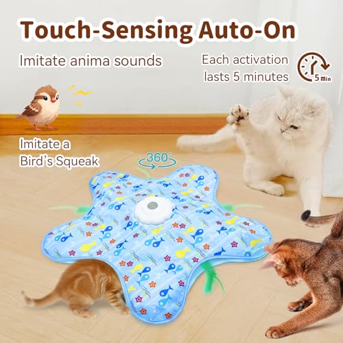 Interactive Touch Activated Hide and Seek Cat Toys for Indoor Cats, Blue - color: Blue
