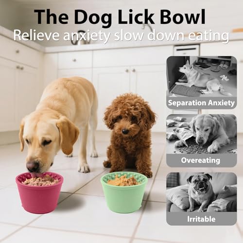 Dog Slow Feeder Lick Bowl - Non-Slip Licking Treat Dispenser for Small Medium Large Dogs, Promotes Anxiety Relief & Prevents Choking, Easy to Clean Feeding Bowl (Wine Red, S) - color: Wine Red, size: S