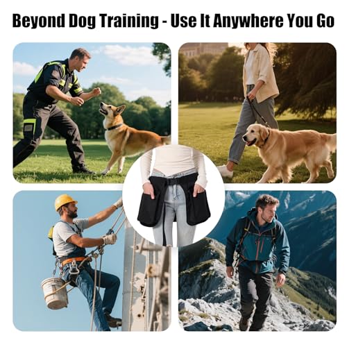 Dog Training Vest with Clicker and Whistle, Pet Handler Waist Treat Pouch for Men and Women, Walking, Hiking, Travel, Dog Training Essentials, Hand Free Waist Belt Clip - Black