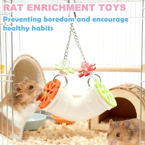 Rat Enrichment Toys, Hanging Tube Mice Treat Dispenser, Slow Feeder