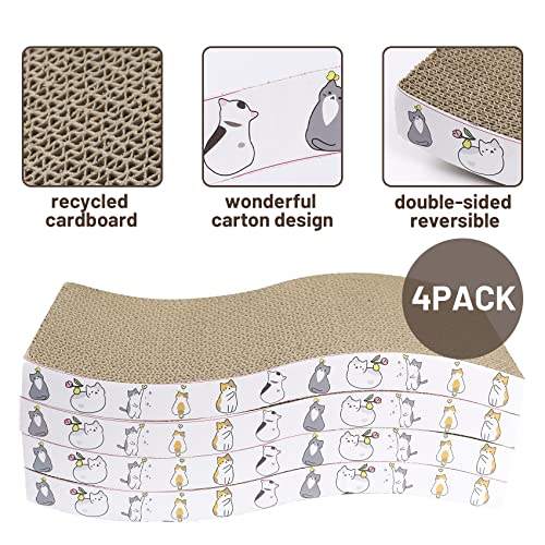 PatiencET Cat Scratcher Cardboard 4 Pack Cat Scratch Pad - size: Waved - 4 Pack