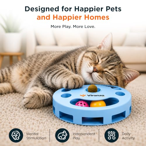 4 Interactive Cat Toy with Catnip Ball, Dual Rolling Balls & Feather Teaser - color: Green