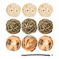 9 Pcs Small Animals Play Balls Rolling Activity Chew Toys Gnawing Treats for Rabbits Guinea Pigs Chinchilla Bunny Natural Balls, Pet Cage Entertainment Accessories (9 Pcs) - color: 9 Pcs