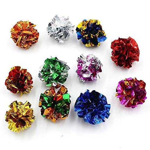 ISMARTEN 12 Packs Crinkle Balls Cat Toys for Indoor Cats, Lightweight Shiny Crinkle Paper Ball for Kitten (Random Color) (2.36 in) - size: 2.36 in