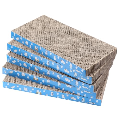 5 Packs in 1 Cat Scratch Pad, Cat Scratcher Cardboard,Reversible,Durable Recyclable Cardboard, Premium Scratch, Suitable for Cats to Rest, Grind Claws and Play