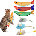Cat Kicker Toy 6-Pack Organic Catnip Toys for Cats Squeak Mice Set with Rattle Crinkle Sound Soft Teething Chew Interactive Flopping Toys for Indoor Kittens Durable Fish-Shaped Kicker Relieve Boredom