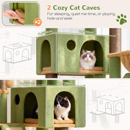 Globlazer Large Cat Tree 72in Tall Cat Climbing Tower, F72G, Cactus - color: Green