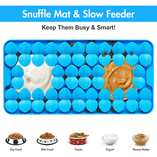 Silicone Snuffle Mat for Dogs, Blue, 14.6 x 7.3 inches - color: B(14.6"x7.3")-Blue