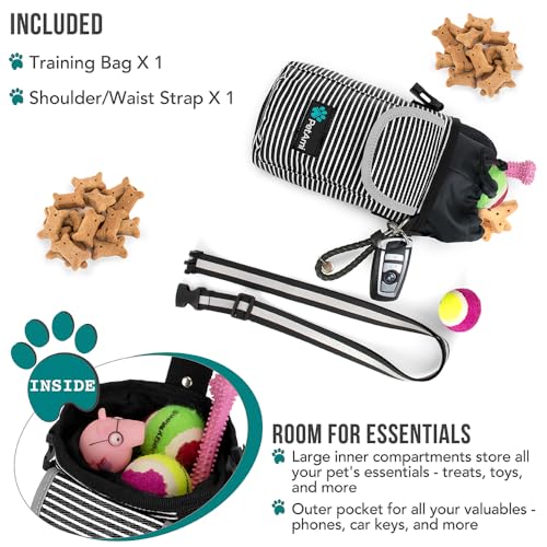 PetAmi Dog Treat Pouch, Large Hands-Free Training Bag, Stripe Black - color: Black