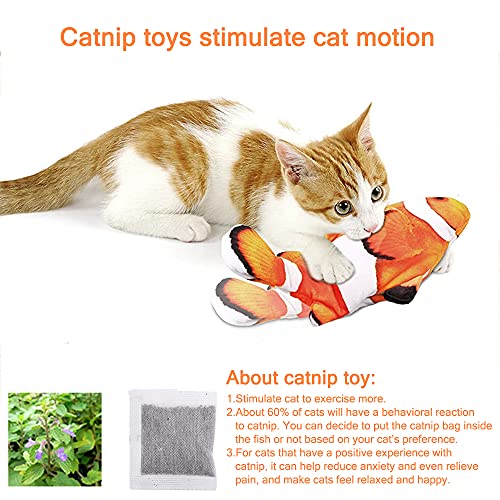 Tocirelo Cat Toy Flopping Fish - Interactive Cat Toy for Indoor Bored Cats - color: Clownfish