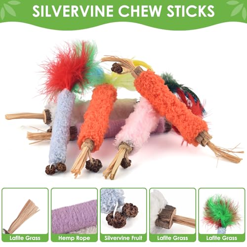 TINDTOP Cat Chew Toys, 6 Pack Silvervine Catnip Sticks for Kittens - color: 6 Pack