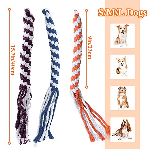 ASOCEA 3 Pack Dog Rope Toy, Flirt Pole Lure for Puppy Small Medium Dog - color: Blue+Orange