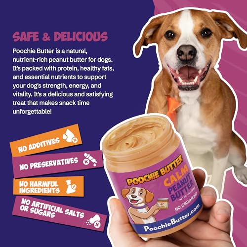 Poochie Butter Dilly's Calm Dog Treats | Chunky Dog Peanut Butter with Calm, Natural Dog Snack (12oz Jar) - size: 1 Fl Oz (Pack of 12)