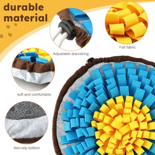 Snuffle Mat for Dogs & Cats, Adjustable Puzzle Toy Slow Feeder - color: Blue+Yellow