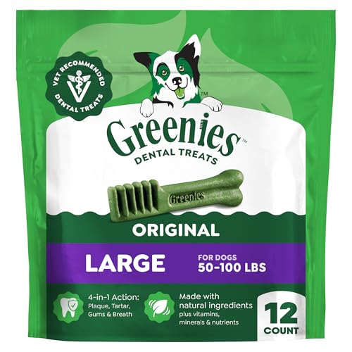 Greenies Large Natural Dental Dog Treats, Original Flavor, 12 Count - size: 12 Count (Pack of 1)