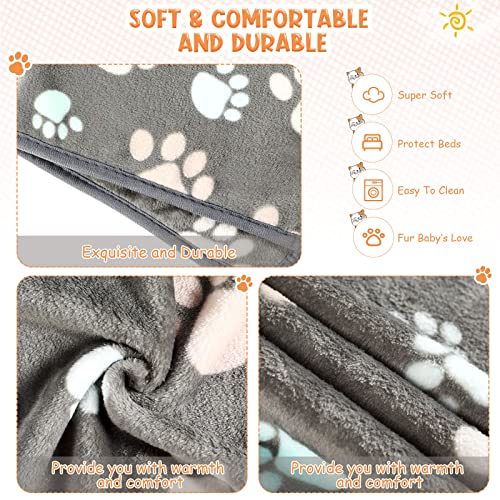 Tatuo 4 Pcs Fleece Dog Blankets for Puppy Cat, Dark Gray, 30 x 20.5 in, Paw - color: Dark Gray, size: 30 x 20.5 in