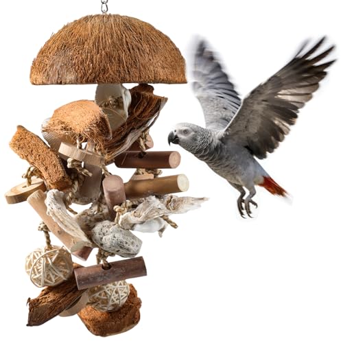 18" Natural Bird Toy for Medium & Large Parrots,Multi-Texture Chew & Forage