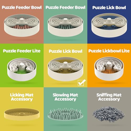 Puzzle Feeder Slow Feeder Dog Bowl with Lick Mat and Puzzle Inserts - Non-Slip Base, Adjustable Speed Design, Dishwasher Safe for Large Dogs,Yellow - color: Wheat-Yellow, size: L