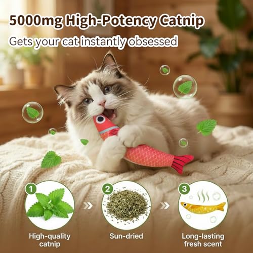 Cat Toys for Indoor Cats, Fish-Shaped Pillow, 2 Pack Red+Green - color: A4-Yellow+Purple