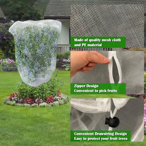 FONUNO Fruit Tree Netting with Zipper Birds Netting for Fruit Trees, White - color: White, size: 10 x 13 feet - 1 Pack