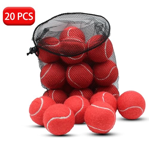 SHYUJAJIE Tennis Ball,20 Pack Practice Balls Bulk,Dog Balls with Mesh Bag - color: Red