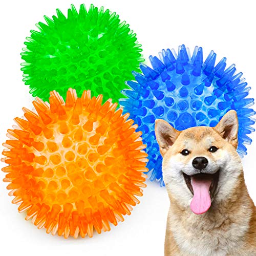 Squeaky Balls for Dogs Small, Fetch Balls Rubber 3 Pack Bright Colors - size: Small Set of 3