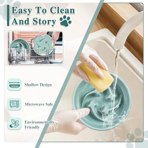 Ceramic Slow Feeder Dog Bowls, 0.6 Cups Dog Food Dish for Small Breed - color: Light Green-M