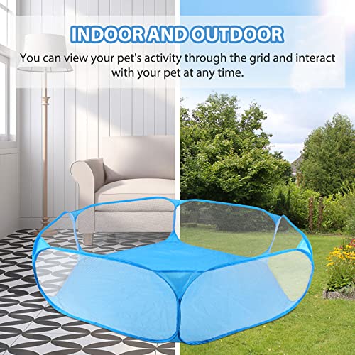 Rypet Guinea Pig Playpen Pop-Up, Outdoor Yard Fence for Small Pets,Blue - color: Blue, style: Open Top Playpen