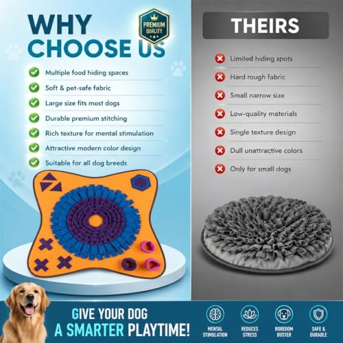 PET ARENA Adjustable Dog Snuffle Mat, Interactive Feeding Enrichment Toy - color: Large Colorful - Snuffle mat