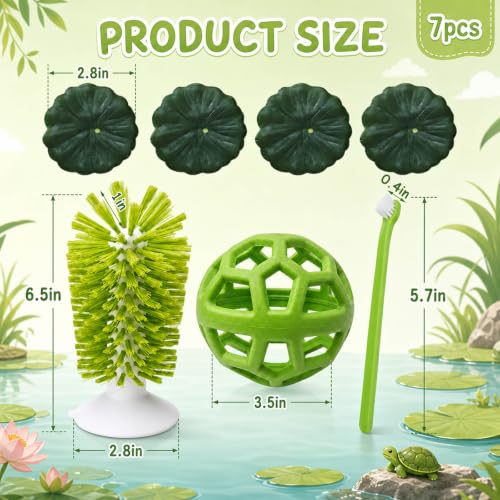 7PCS Turtle Brush Set with Suction Cup, Turtle Tank Enrichment Tools for Aquatic Habitats, Feeding Stimulation and Shell Cleaning Accessories