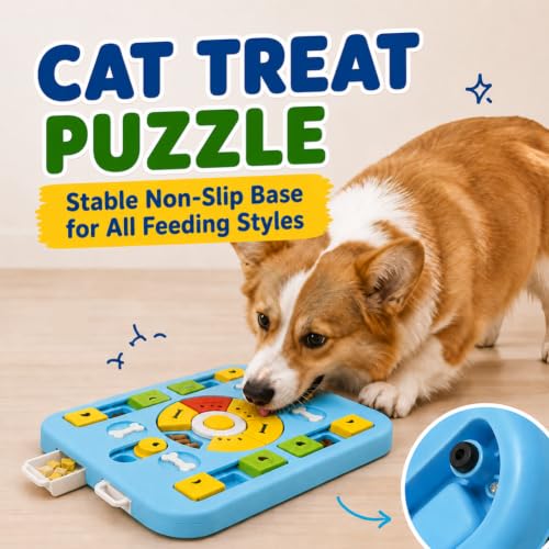 Interactive Cat Puzzle Toy, Maze Slow Feeder, 15.4 in - color: blue