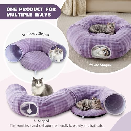 Bubble Round Cat Tunnel for Indoor Cats, Dusty Purple - color: Dusty Purple, size: Round
