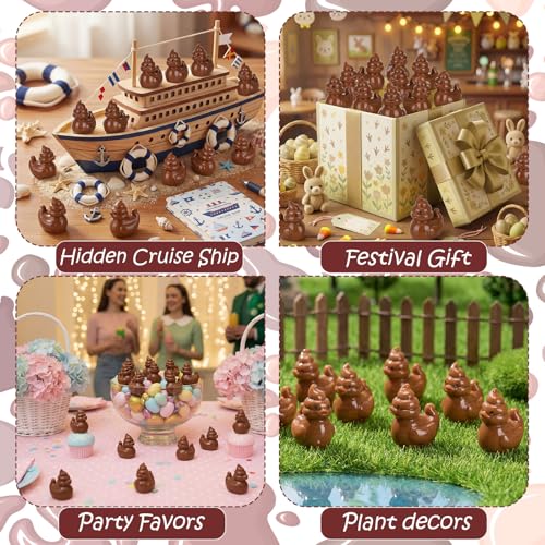 Chunful 25 Pcs Mini Resin Poop Duck Figures Small Poo Duck Figurines Toys - color: Brown, size: 2.5 x 2.5 cm/0.8 x 0.8 inch