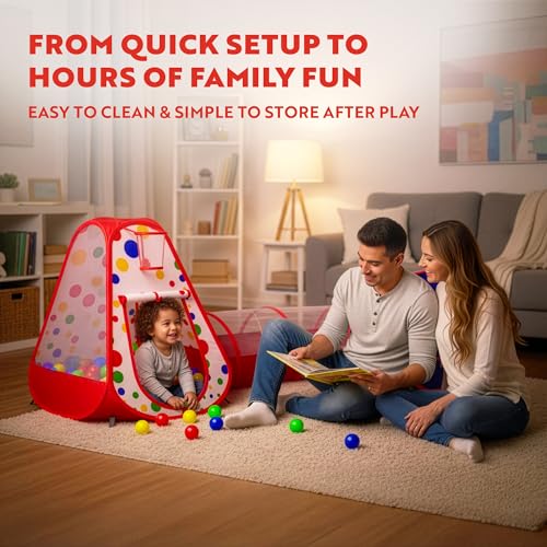Playz 5pc Pop Up Play Tent and Crawl Through Tunnels for Kids w/Carry Bag - color: Red