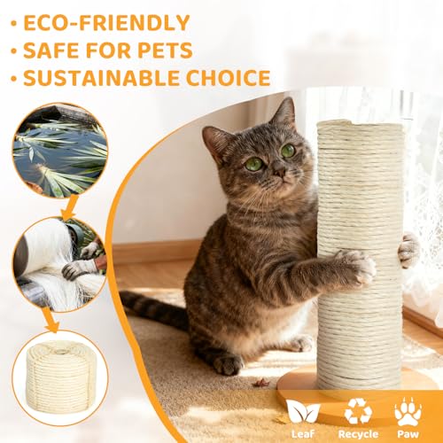 White Sisal Rope for Cat Tree and Scratching Post 5mm 1/5 Inch, 100 Feet - color: White Φ5mm/0.2inch, size: 100FT
