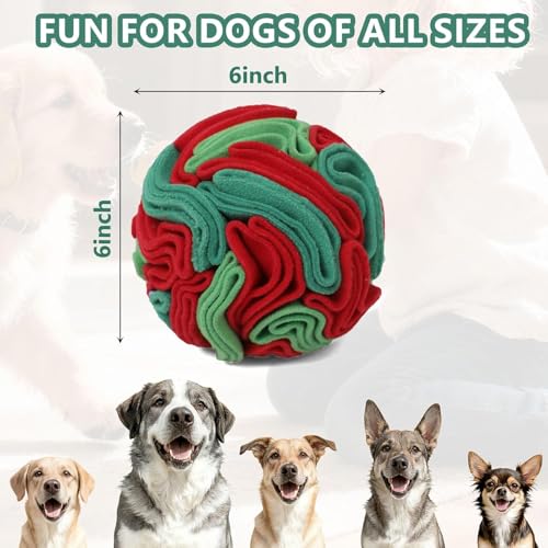 Snuffle Ball for Dogs - Interactive Dog Toys to Keep Them Busy, Dog Puzzle Toy with Soft Fabric for Small, Medium, Large Dogs Daily Companionship, Training Reward Gift - color: Red & Green, size: Medium