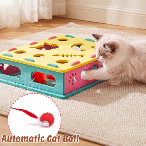 21 Pcs Interactive Cat Toys for Indoor Cats, Cat Puzzle Box with Rechargeable Automatic Ball, Hanging Toy, Plush Mice and Balls 3-in-1 Kitten Toys for Indoor Bored Kittens - style: Modern (only puzzle box)