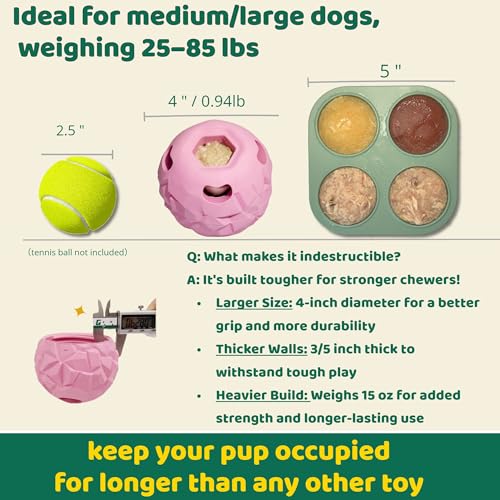Large Pink Frozen Treat Ball, Interactive Anxiety Relief Puzzle Chew Toy - color: Pink, size: Large