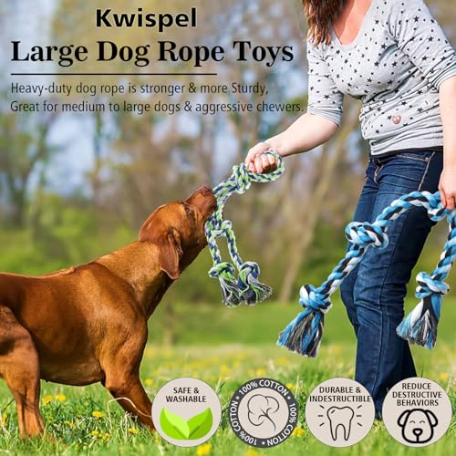 Rope Toy for Dogs, 2 Pack Large Dog Rope Toys for Aggressive Chewers, Heavy Duty Dog Toys for Large Medium Breed, Indestructible Tough Rope Chew Toys Tug of War Dog Toy Teeth Cleaning - color: 2pcs blue green