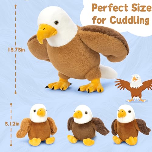 Bald Eagle Stuffed Animal Set with 3 Babies, 2 Eggs, 16 Inch - style: Blad Eagle