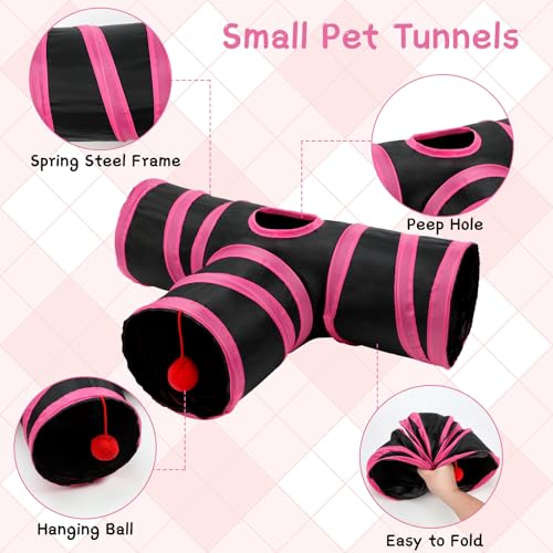 Rypet Guinea Pig Tunnel Hideout 3-Way Collapsible Pet Tubes, Red Black - color: Red Black
