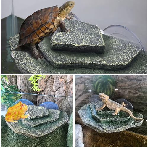 kathson Turtle Basking Platform Dock Rock,Resin Floating Resting Terrace - color: Teal：7.3”L×3.5”W×1.4”H