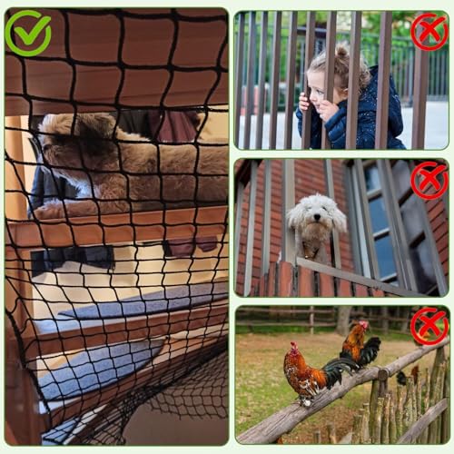Safety Rope Net Kids Pet Stairs Balcony Railings Protection Rope Netting Playground Safety Net Sports Netting Baseball Backstop Nets Black - size: 3.3X23ft