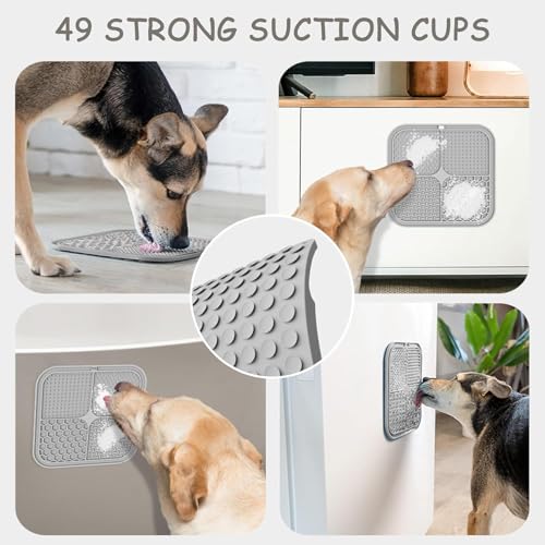 ChefAide 2 Pack Lick Mat for Dogs, Cats & Puppies with Suction Cups - color: Khaki+Dark Gray