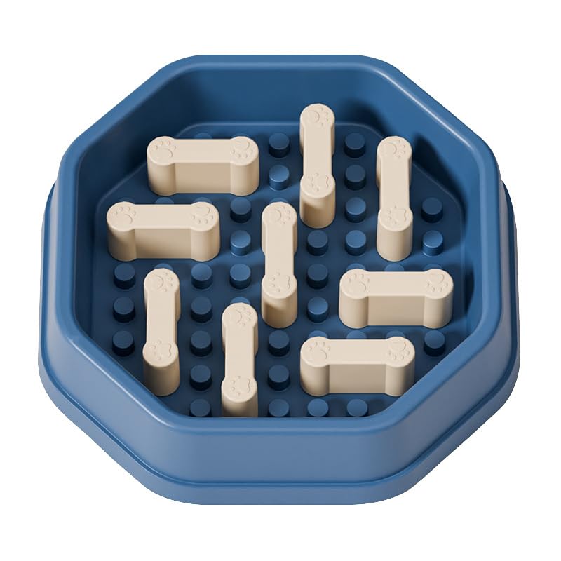 Adjustable Slow Feeder Dog & Cat Bowl, Non-Slip Puzzle Feeding Bowl, Healthy Eating Pet Bowl for Small Medium Dogs Cats (Blue) - color: BLUE